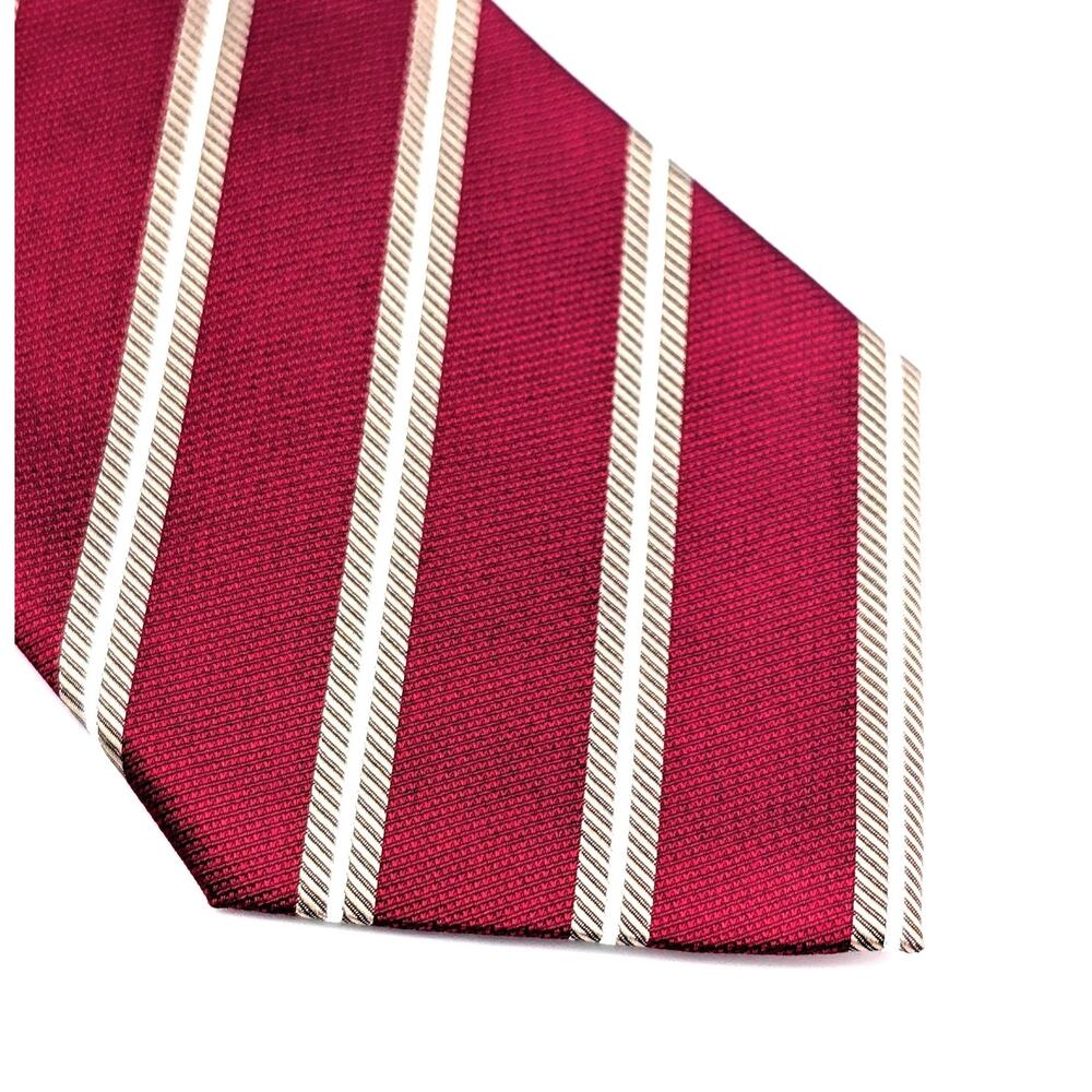 Vintage Izod Repp Tie Diagonal Stripe Traditional Preppy Collegiate Crimson Gold